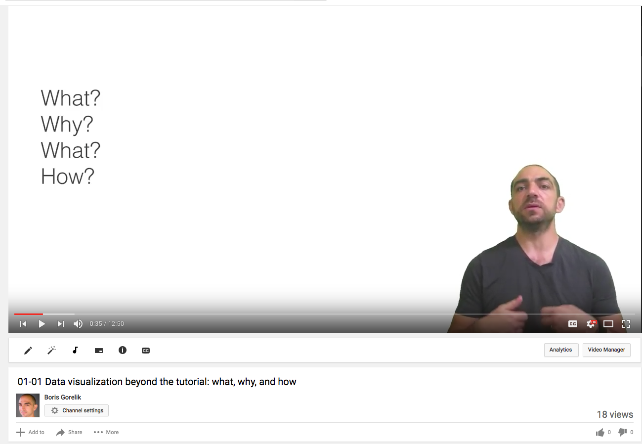 Screenshot of my YouTube video with 18 views